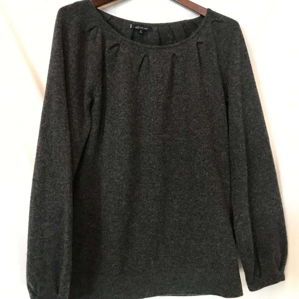 Ann Klein 100% cashmere ruched sweater gray M